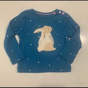 Baby Boden Turquoise Bunny Appliqué LS